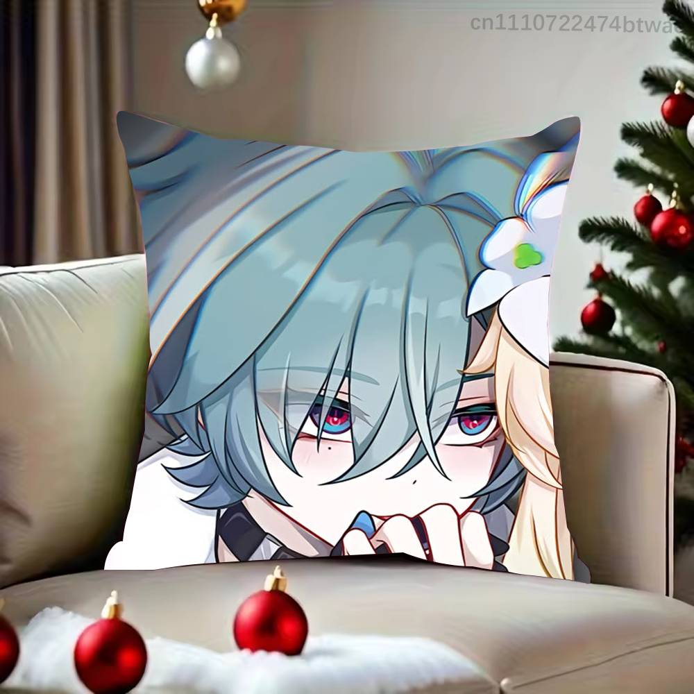 Genshin Impact LLohen Pillow Case For Sofa Bedroom Living Room Plush Cushion Cover Decorations and Protector