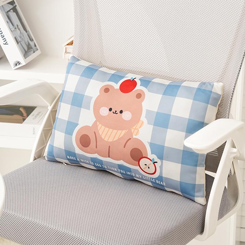 Cartoon Bear Cushion Cover With Breathable Summer Ice Silk For Office Chair And Car Seat Comfort