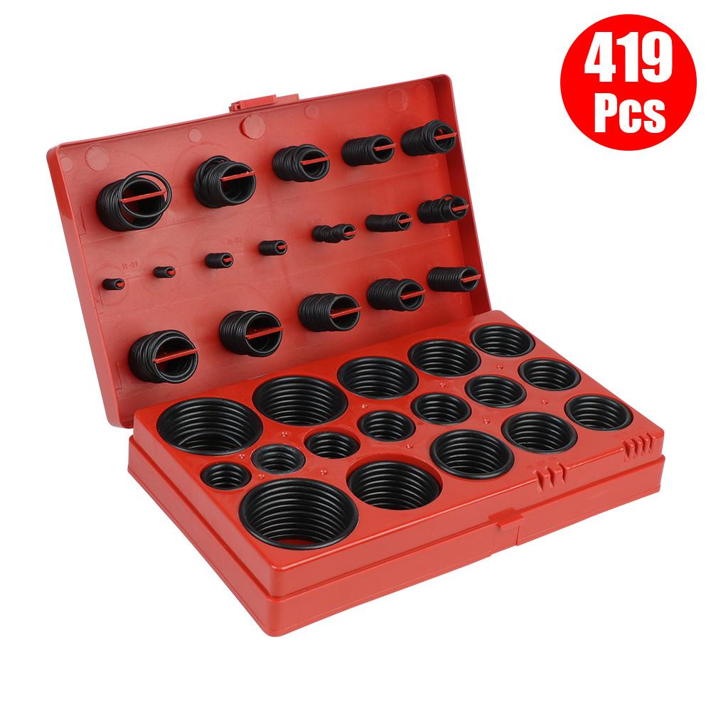 

Уплотнительное кольцо O-образной формы, различные резиновые уплотнительные кольца, универсальные с пластиковой коробкой, инструменты для ремонта для гаража, сантехнического трубопровода, маслостойкость, 419 шт.