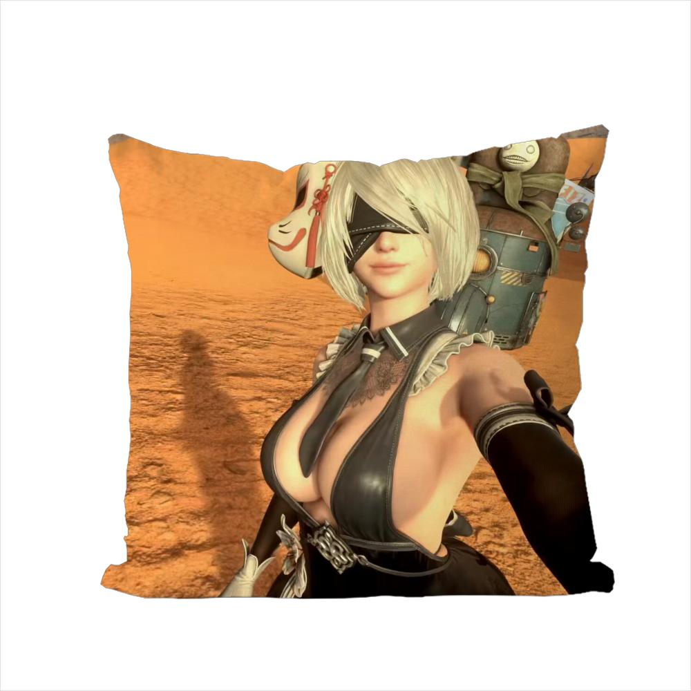 NieR Automata Pillow Case For Car Sofa Decorative Home Doublesided Print Plush Square Throw Pillow Cushion Cover