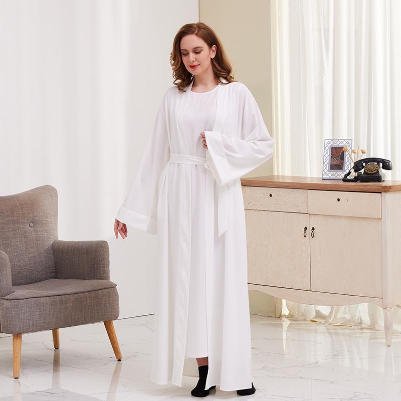 XG2060 Dubai Hot Style Solid Color Lace-Up Cardigan Robe