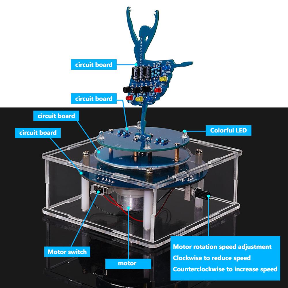DIY Rotating Music Box Ballet Girl Welding Project Practice Assembly Flow Light Pendant DIY Electronic Kit Welding Parts