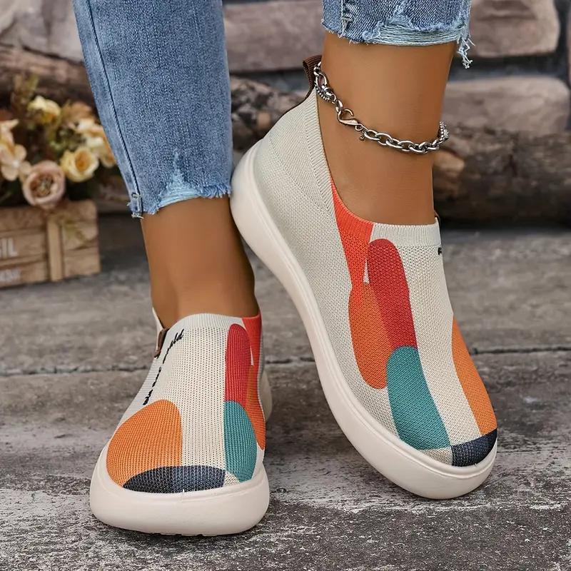Γυναικεία Slip-On Αθλητικά Παπούτσια Νέα Παπούτσια Casual με Χοντρή Σόλα και Ζωγραφική, και Γυναικεία Μπαλαρίνες