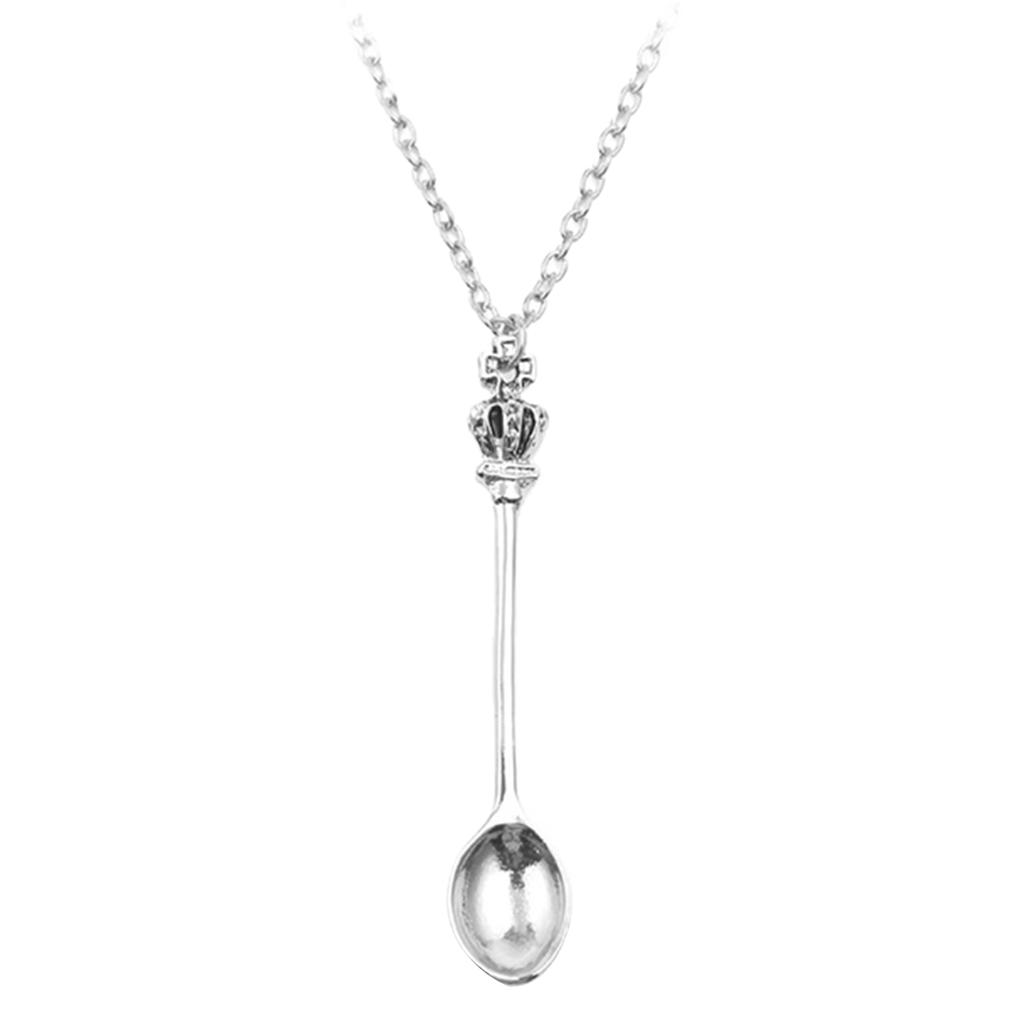 4 Colors Spoon Necklace Spice Spoon Necklace Adjustable Mini Crowns Spoon Necklace Vintage Mini Spoon Pendant
