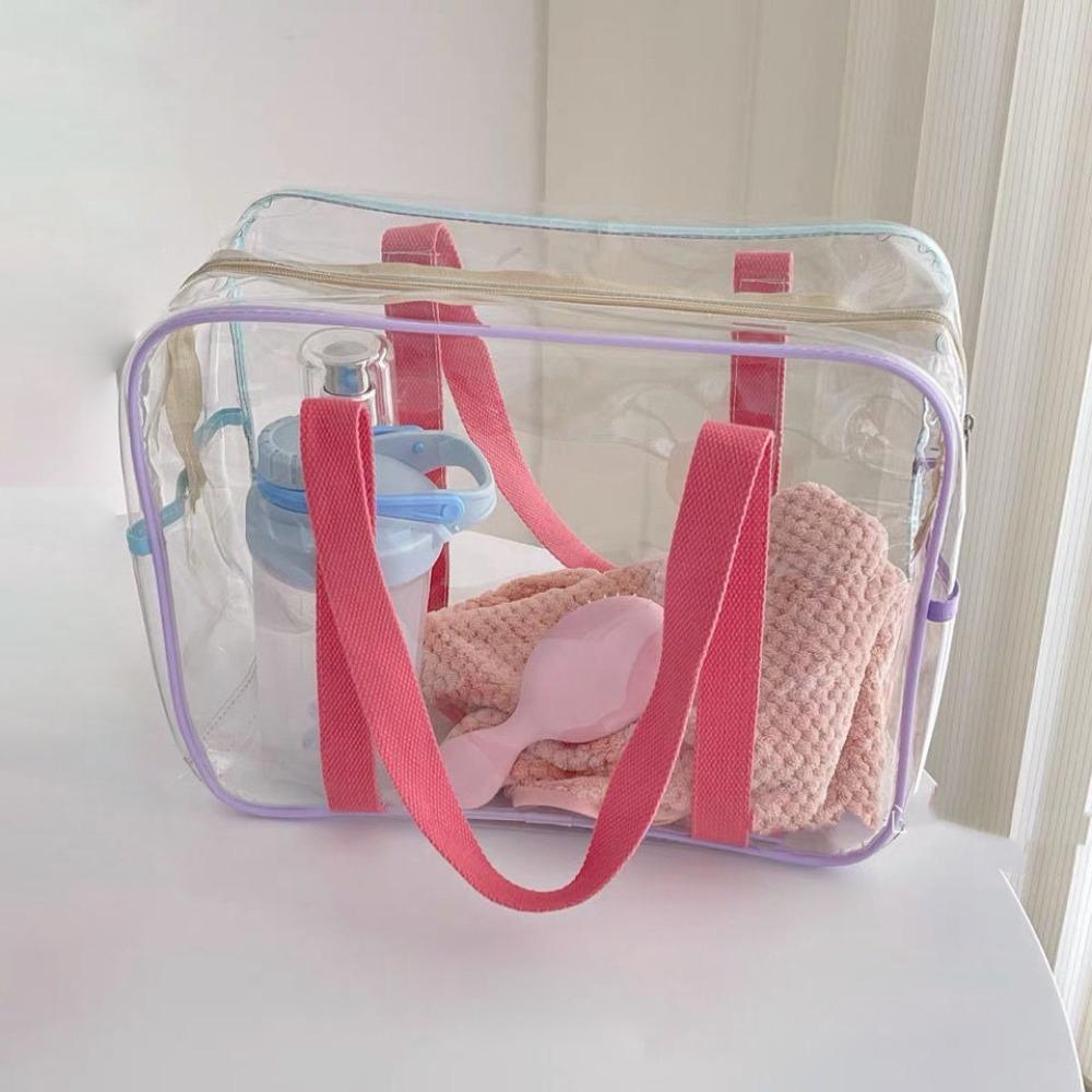 Hot Sale Large Capacity Transparent Jelly Bag Waterproof PVC Tote Transparent Washing Bag Outdoor