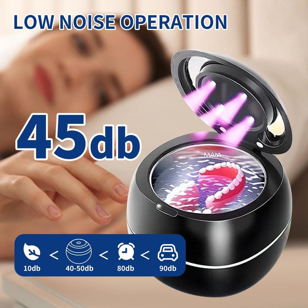 Ultrasonic Multi-functional Denture & Jewelry Cleaner with Purple Light, 180ml Capacity