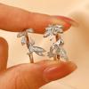 Hummingbird & Flower Open Ring Collection, Gold/Silver Tone Adjustable Gemstone Bird Rings for Women
