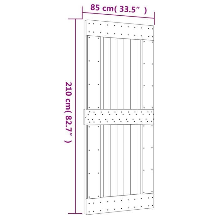 VidaXL Sliding Door and Hardware Kit 85x210 Cm Solid Pine, Interior Door, Interior Barn Door 3203167