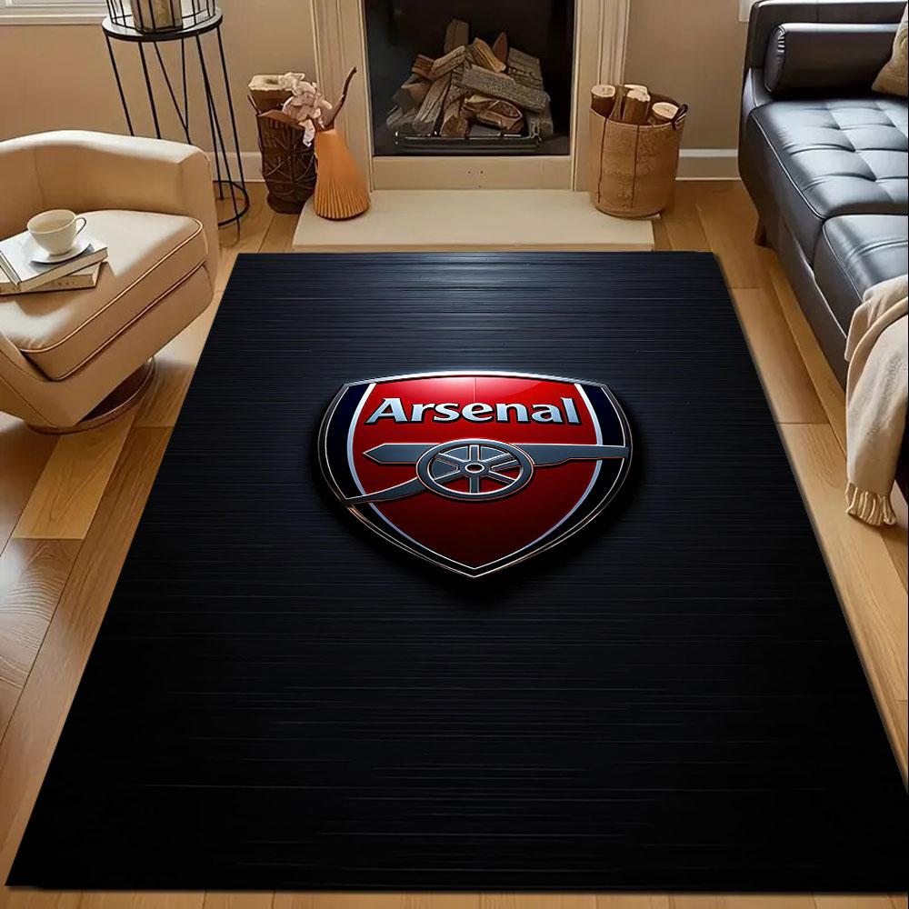 Tapis motif logo Arsenal avec emblème de canon, tapis antidérapant adapté aux canapés de salon et de chambre