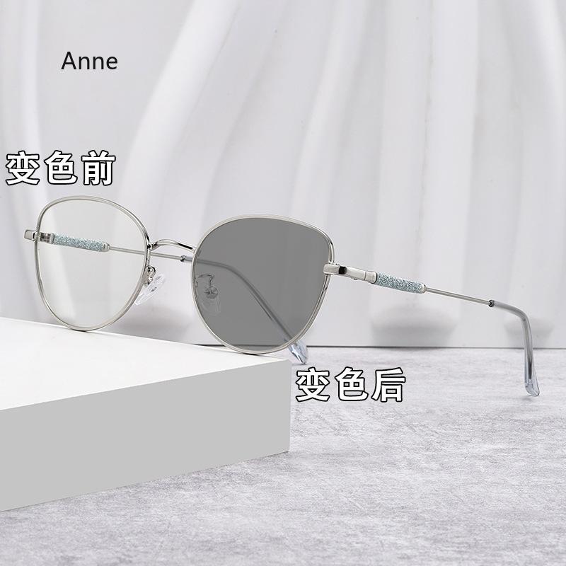 Anti Blue Light Sensitive Color Changing Glasses Large Frame Ultra Light Flat Lens Myopia Sunglasses Photochromic Eyewear To-4.0