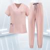 Women's Uniform Scrub Set - Quick-Dry V-Neck Short Sleeve Top with Pockets and Long Pants, Color