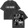 Retro Washed Playboi Carti I AM MUSIC Logo T Shirt Opium Ken Carson Narcissist Rap Tshirts Men Hip Hop Vintage Oversized Tshirt