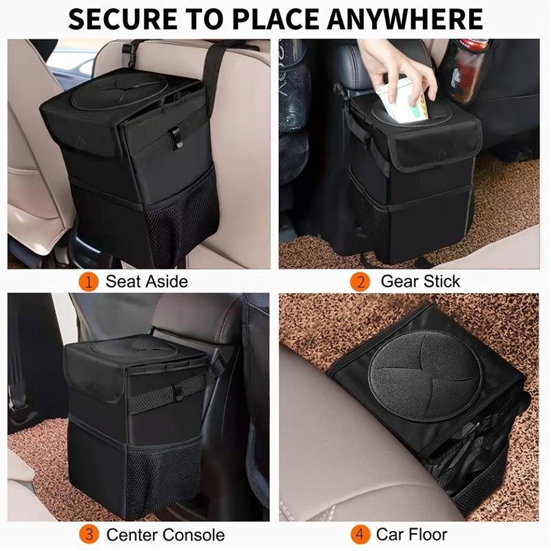 Car Trash Can with Lid Car Folding Storage Box Waterproof Car Garbage Can Car Seat Storage