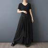 Taglie comode Vintage nero Vita alta Casual larghi lunghi Estivi gamba larga Pantaloni gonna Donna Pantaloni