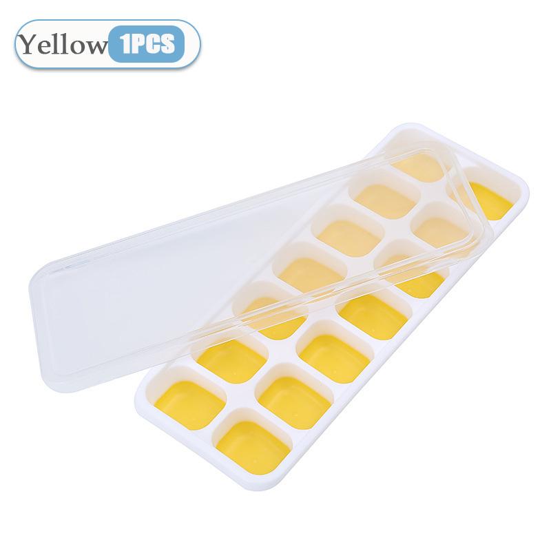 1-5PCS 6 Grid and 14 Grid Square Ice Cube Trays with Lids Silicone Soft Bottom Easy Release Mold for Homemade Ice