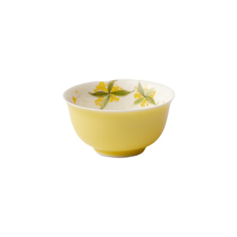 High‑Grade Hand‑Painted Osmanthus Large Thin‑Walled Ceramic Tasting Cup, Personal Master Cup for Kung Fu Tea Ceremony Practice
