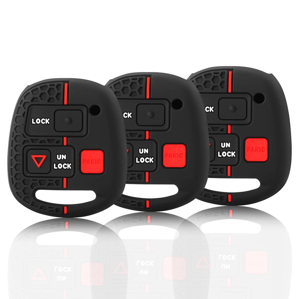 3 knappar Silikon Bilnyckel Fob Fodral Skydd Skinn För TOYOTA CAMRY RAV4 PRADO COROLLA AVENSIS LAND CRUISER YARIS För Lexus