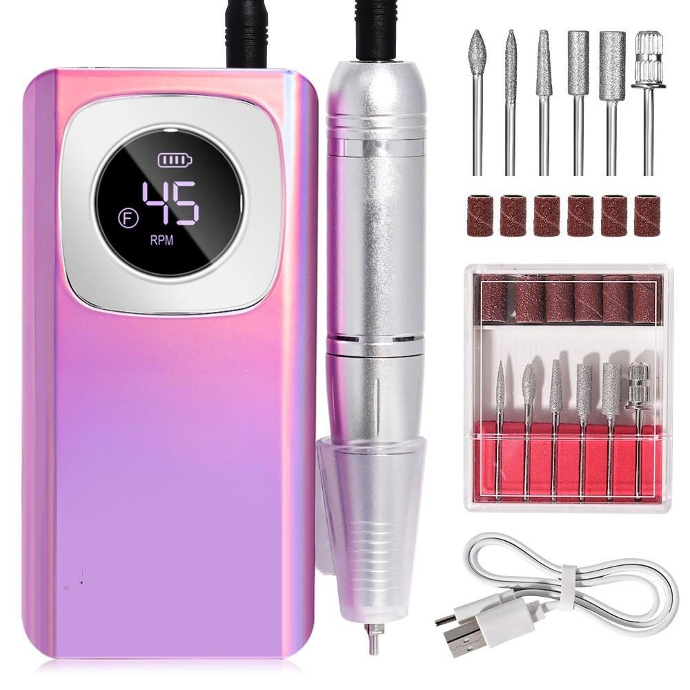 

45000RPM Rechargeable Professional Manicure Drill Kit Nail Polishing Tool Portable Electric Nail File Machine