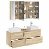 Bathroom Furniture Set 4 pcs Sonoma Oak Engineered Wood and Glass
