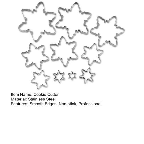 10Pcs Christmas Snowflake Cookie Cutter Set Stainless Steel 3D Tree Mold Non-Stick Baking Tools for Holiday