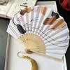 Portable Retro Folding Fan Shell Shape Japanese Style Decorative Fan with Tassels Cartoon Handmade Fan Daily Use