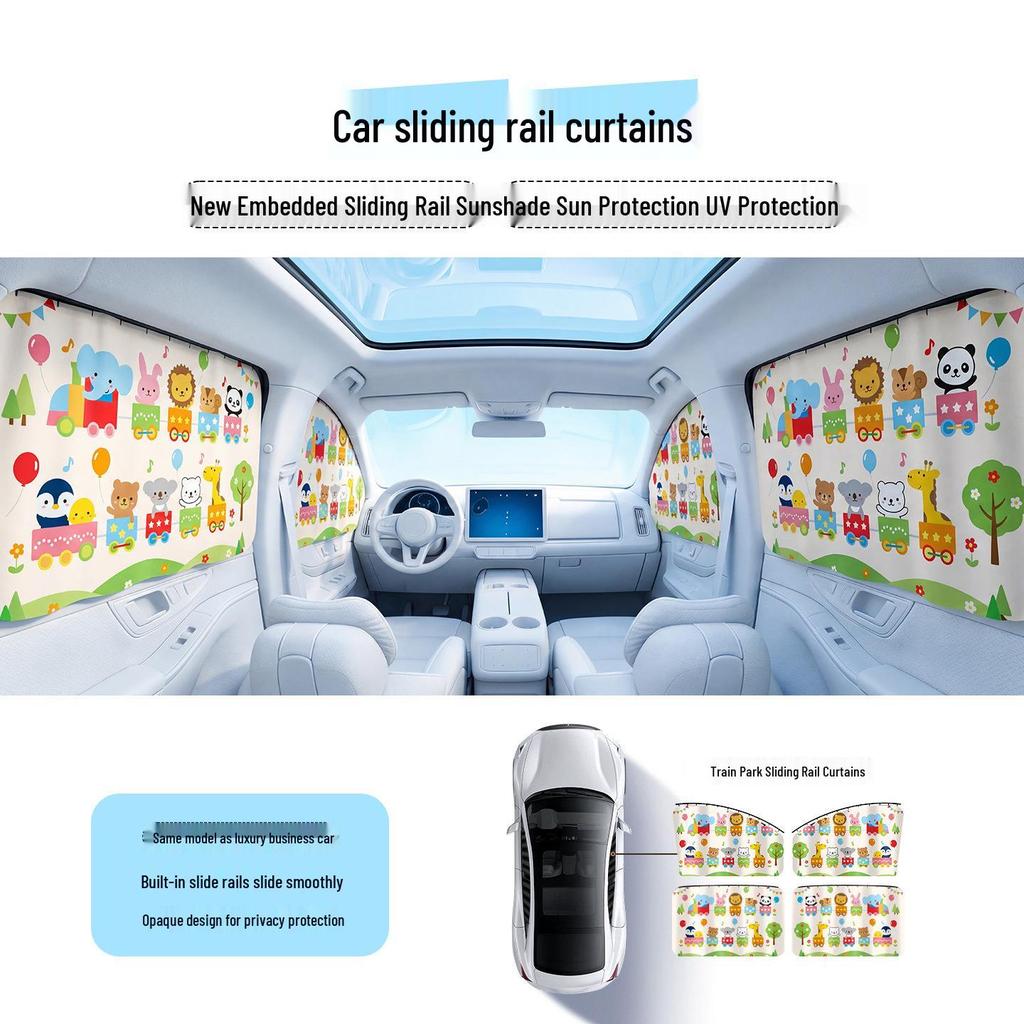 Animal Cartoon Magnetic Car Sunshade: Window Blackout Curtain for Baby Sun Protection and Heat Insulation