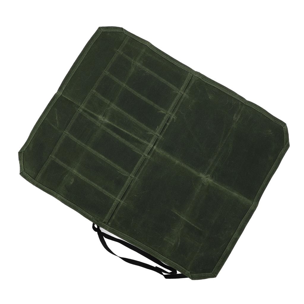 Waxed Canvas Knife Bag 7 Pocket Professional Foldable Chef Knife Roll Bag for Camping Barbecue Green