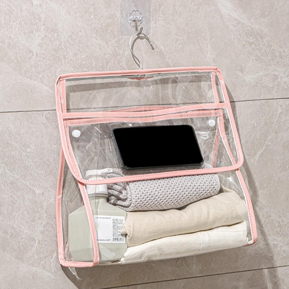

Прозрачная водонепроницаемая подвесная сумка для ванной комнаты, розовая, большая large