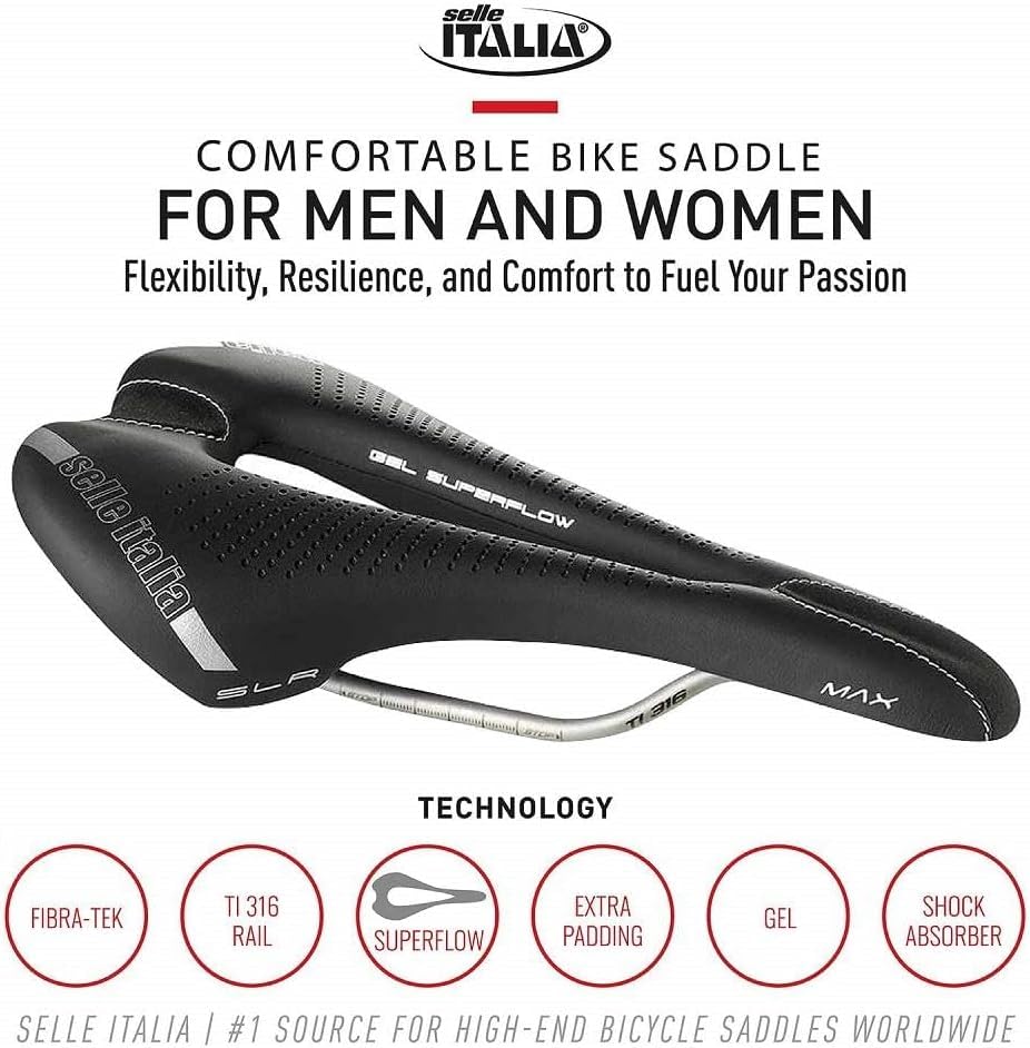 SELLE ITALIA MAX SLR Gel Ti316 BLK L S.FLOW