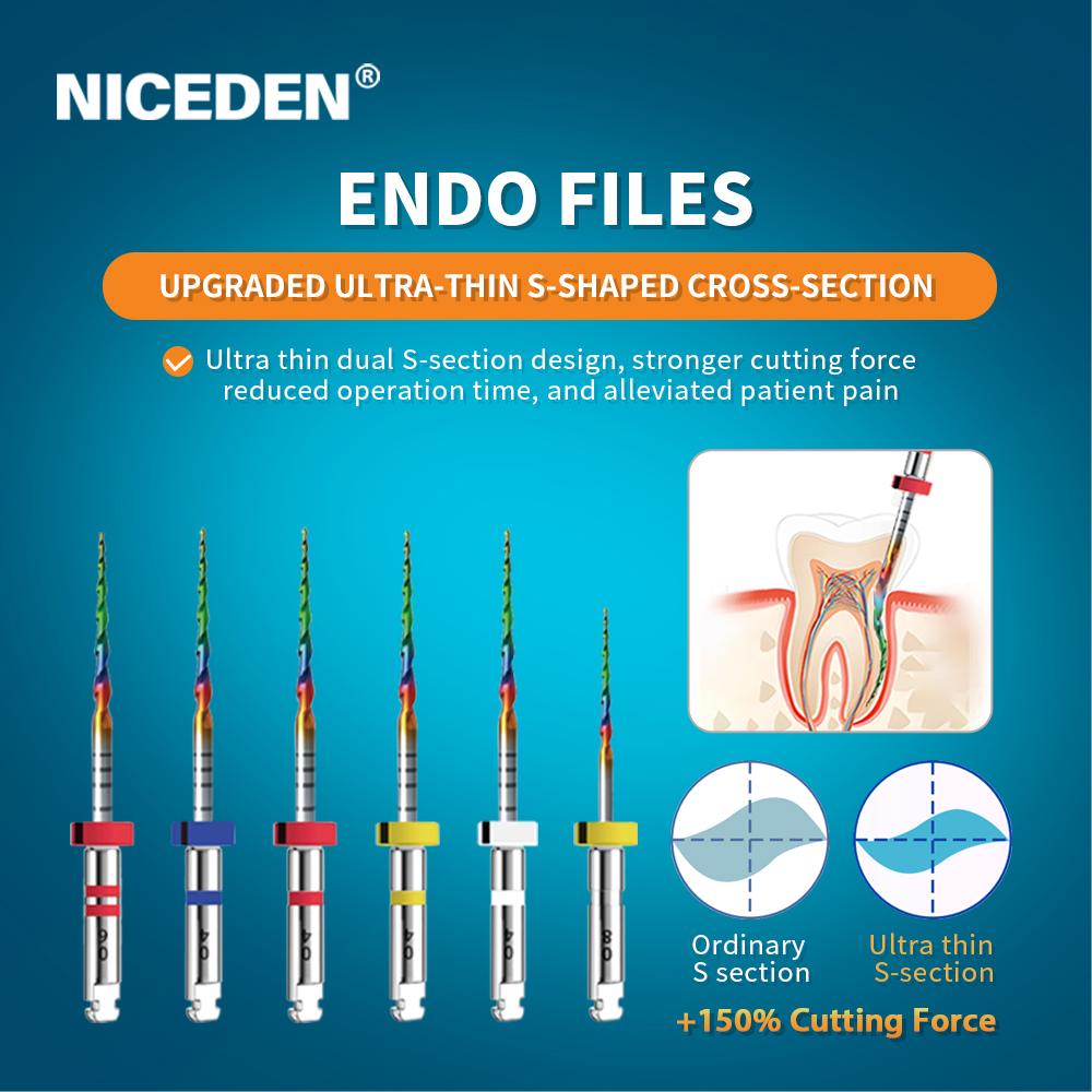 Rainbow-serien 6 stk/eske SX-F3 Blå Filer 21mm Varmeaktiverte NiTi Rotkanalfiler Kan Bøyes Endodontisk Behandling Roterende Fil 25mm