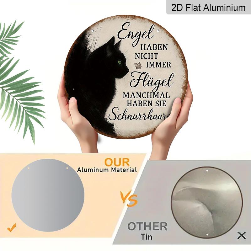 2D Flat, 1pc Round German Aluminum Hanging Sign, Featuring a Vintage Decorative Plaque with the Phrase "Angels Don't Have Wings, Sometimes They Have