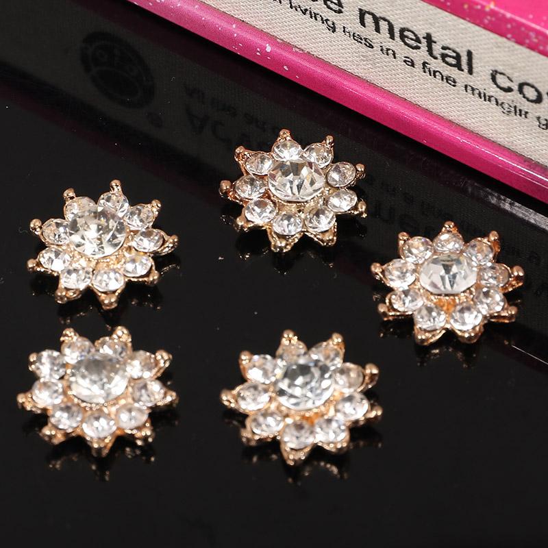 Engood 100Pcs 17mm Snowflake Rhinestone Button Sewing Trim & Embellishments Craft Buckle for Wedding DIY Hair Accessories ZJ94