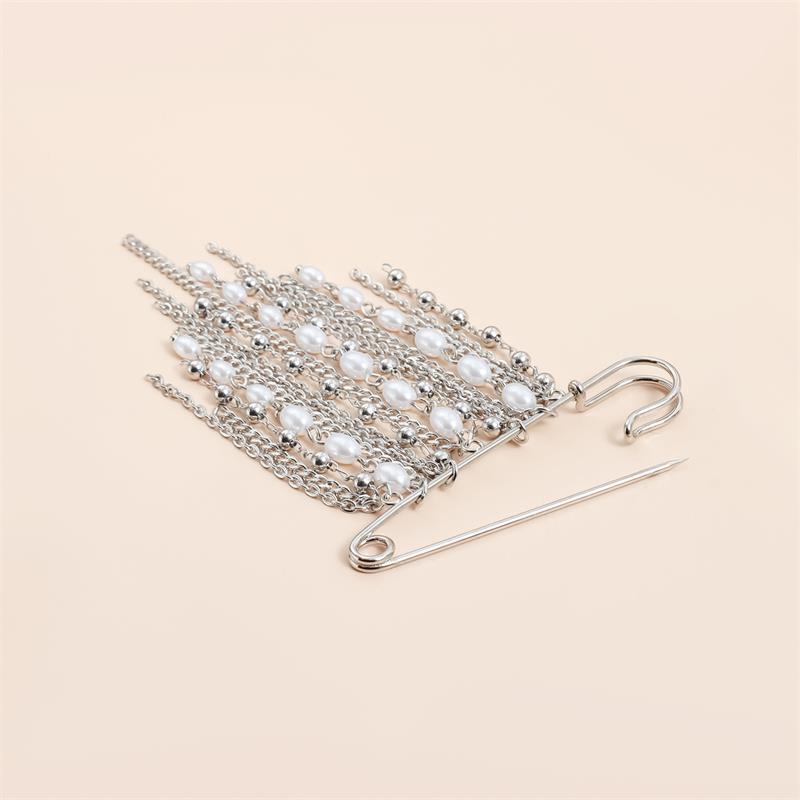 Elegant Pearl Chain Tassel Brooch Fashion Women Clothing Decor Accessories Jewelry Pin Pants Waist Adjust Pins Bag Pendant Gifts