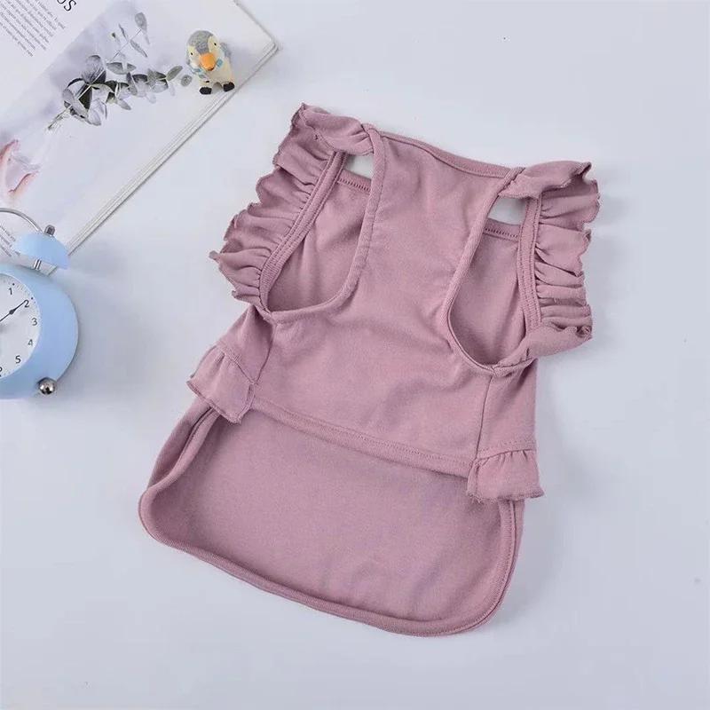 Cotton Dog Dress T-shirt Spring Summer Cat Dog Clothes Puppy Costumes Yorkshire Pomeranian Bichon Poodle Schnauzer Pug Clothing