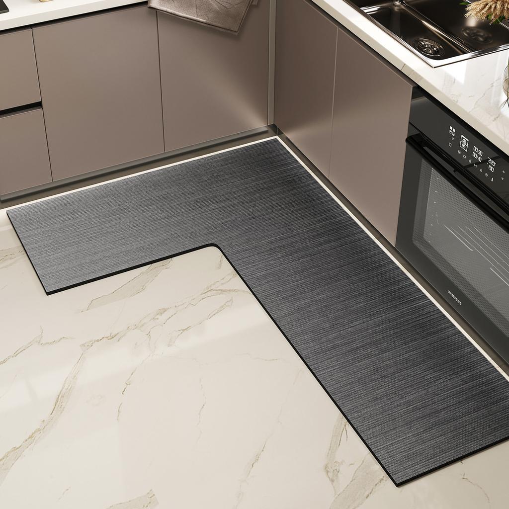 Simple And Gradual Change L-Shaped Kitchen Floor Mat, Water-Absorbing Oil-Absorbing Quick-Drying Floor Mat, Dirt-Resistant And Wear-Resistant Anti-Ski