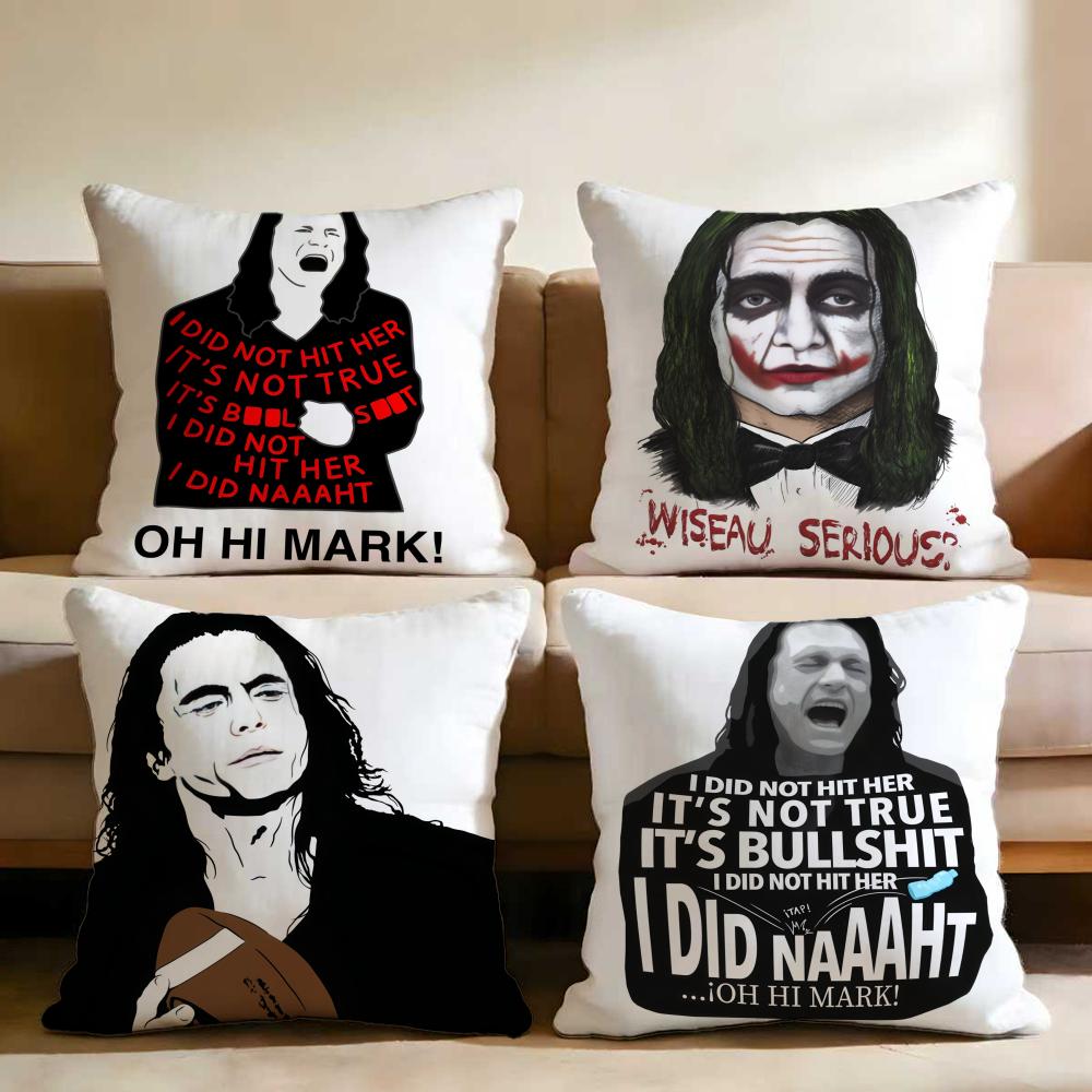 The Room T-Tommy Wiseau Cushion Cover Multi-Scene Pillow Cover for Home & Car - Reversible, Soft & Durable for Daily Use