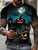 Halloween Men's T-shirt Retro 3D Printed Summer Short Sleeved Top Fashionable Casual Personalized Round Neck Clothing