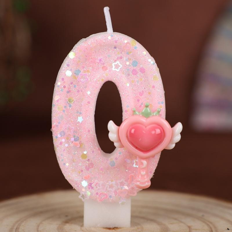 

New Pink Magic Wand Number Candle Birthday Cake Party Decoration Handmade Number Candle 0-9 0