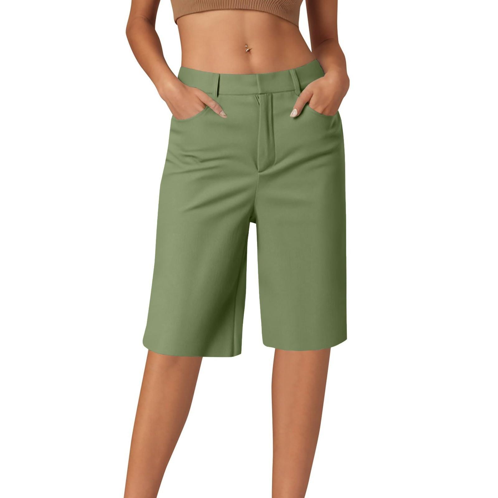

Shorts For Women Casual Straight Wide Leg Half Pants Hiking Vacation Outfits With Pockets S армія зелений колір