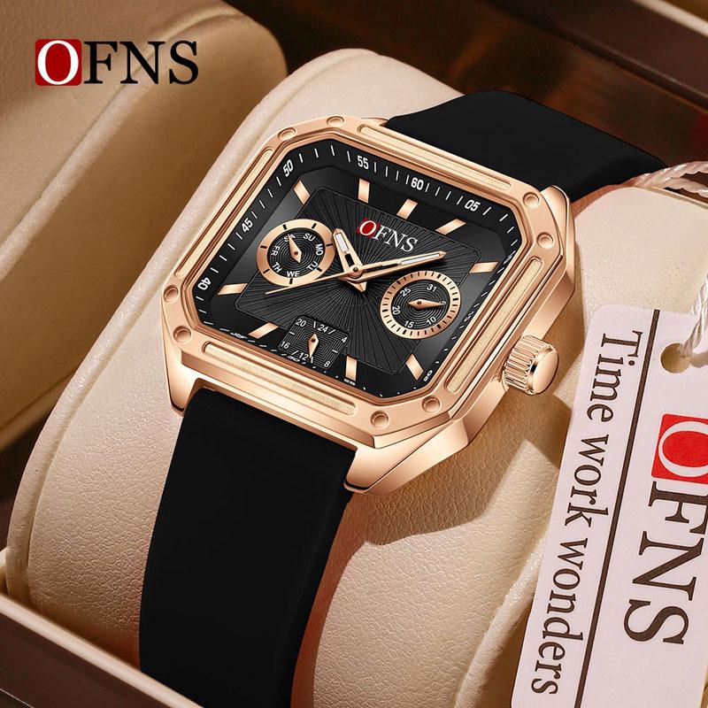 OFNS Retro Square Waterproof Quartz Watch: Small, Luminous, Three-Hand Design for Men & Women
