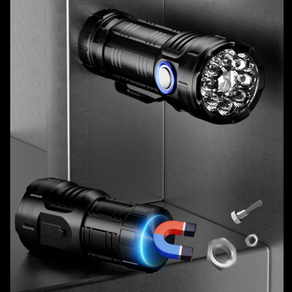 8xLed Palm High Bright Flashlight Usb Charging Portable Red Flash Light Torch Outdoor Pocket Hiking Magnet Work Car Repair 26350