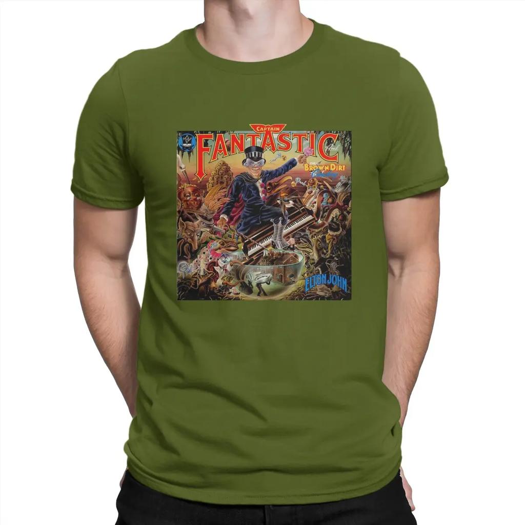 Captain Fantastic And The Brown Dirt Cowboy Music T-Shirts for Men E-Elton John Singer Funny Pure Cotton Tee Shirt Round