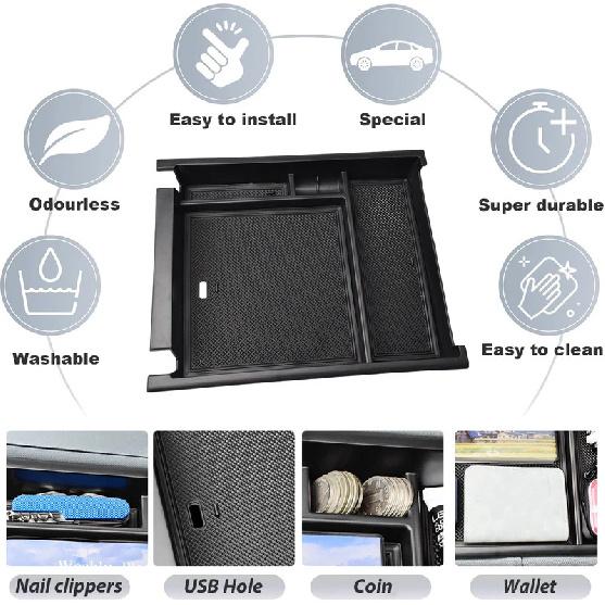 Center Console Organizer Tray For -2025 GMC Sierra/Chevy Silverado Armrest Box Car Storage Secondary Car Box ABS Accessories