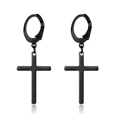 1 Pair/2 Pcs Ear Buckle Cross Pendant Earrings For Men and Women Stainless Steel Gothic Earrings Street Pop Punk Jewelry