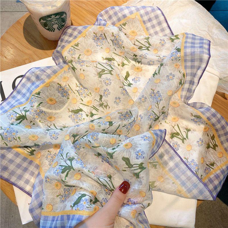 Literary Stylish Small Square Silk Scarf | Decorative Little Neckerchief & Fashionable Headscarf for Women