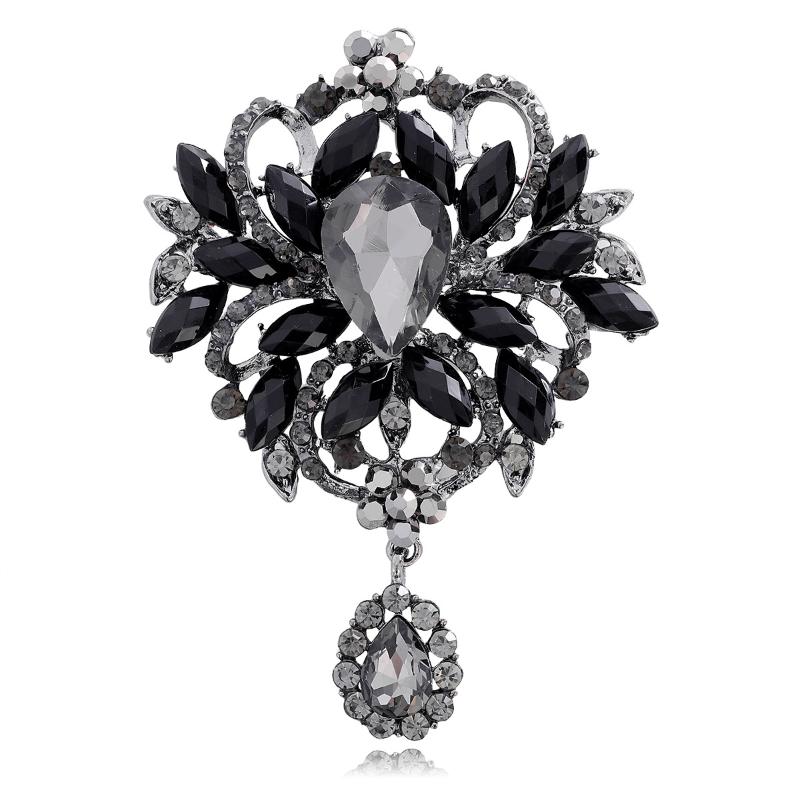 1Pcs Unisex Rhinestone Pins Luxury Large Crystal Glass Pendant Brooches For Women Banquet Party Backpack Gifts Jewelry Accessory