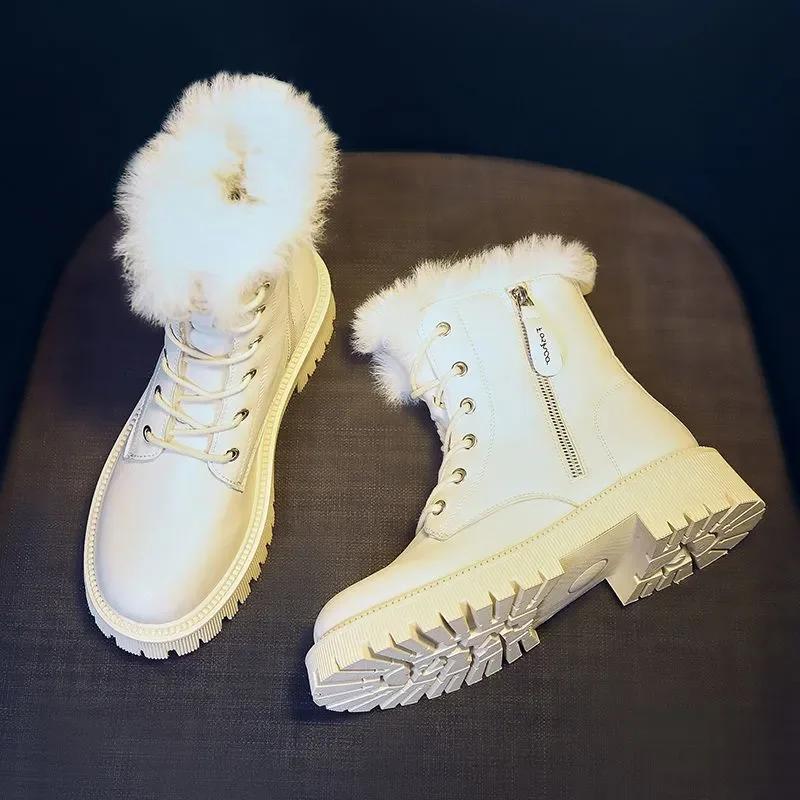Fashion White Platform Boots Gothic Punk Shoes Women Winter Leather Booties Woman Fashion Designer Ankle Boots Botas Mujer