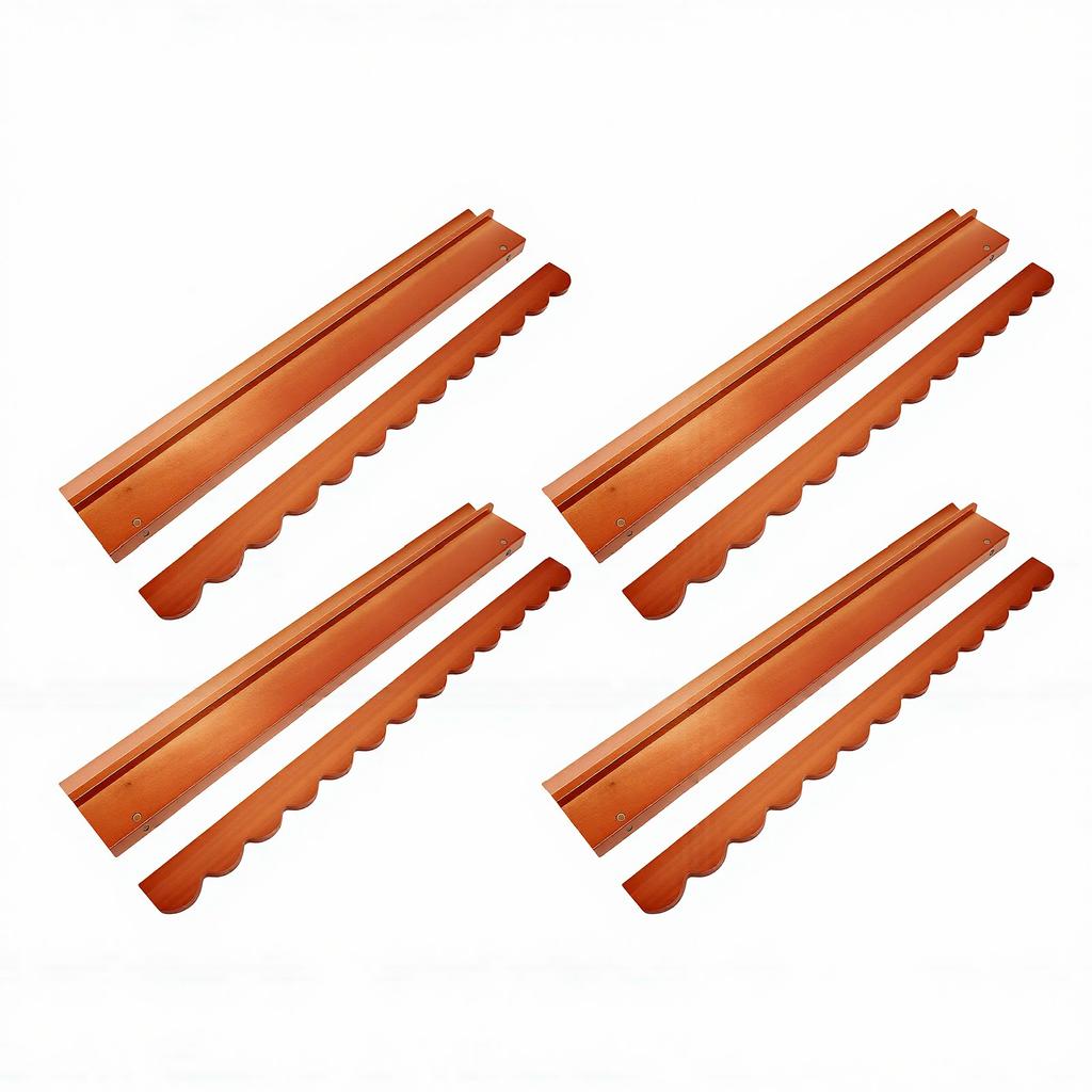 Scalloped Mahjong Rack Non Slip 17 Inch Wooden Mahjong Rack with Pusher for Home Gatherings