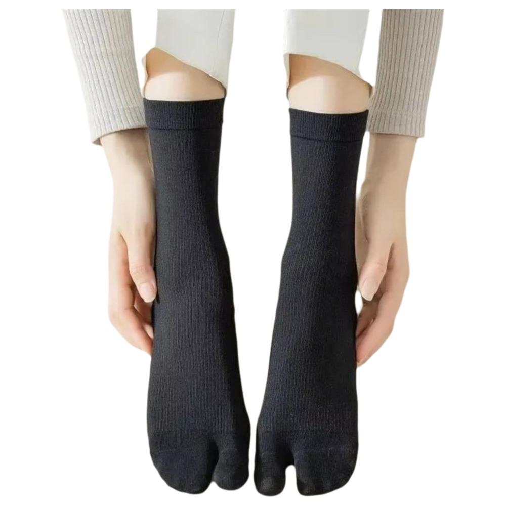 Solid Color Split Toe Sock Cotton Mid-Calf Socks Japanese Style Tabi Toe Socks Gift