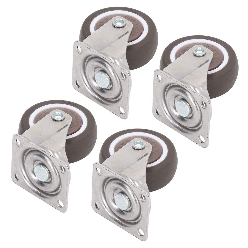 4 Stück robuste Plattenrollen, weiches Gummi, verchromt, stoßfest, 5,1 cm Lenkrollen für Möbel